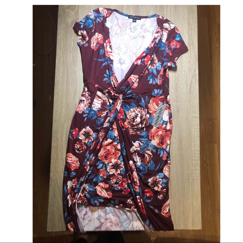 Haute Monde Floral Wine Dress Size Large